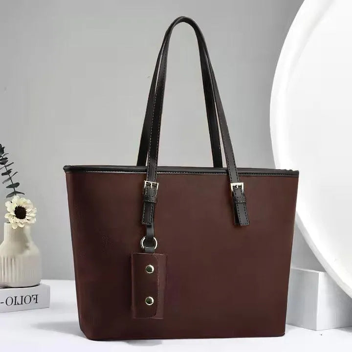 Brown PU Leather Shoulder Bag for Women Large Size
