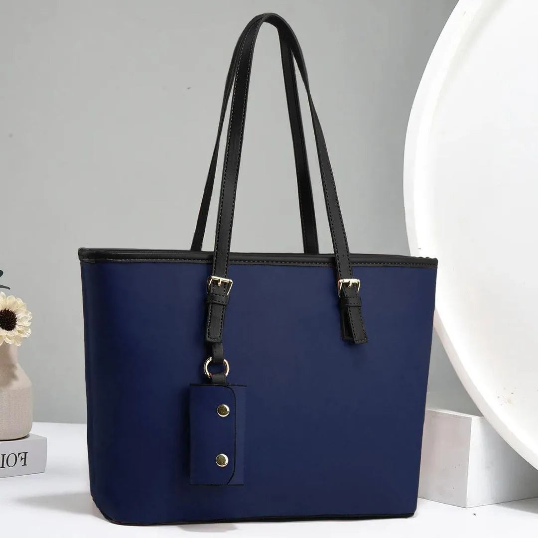 Women's Blue PU Leather Large Shoulder Bag (Customized)