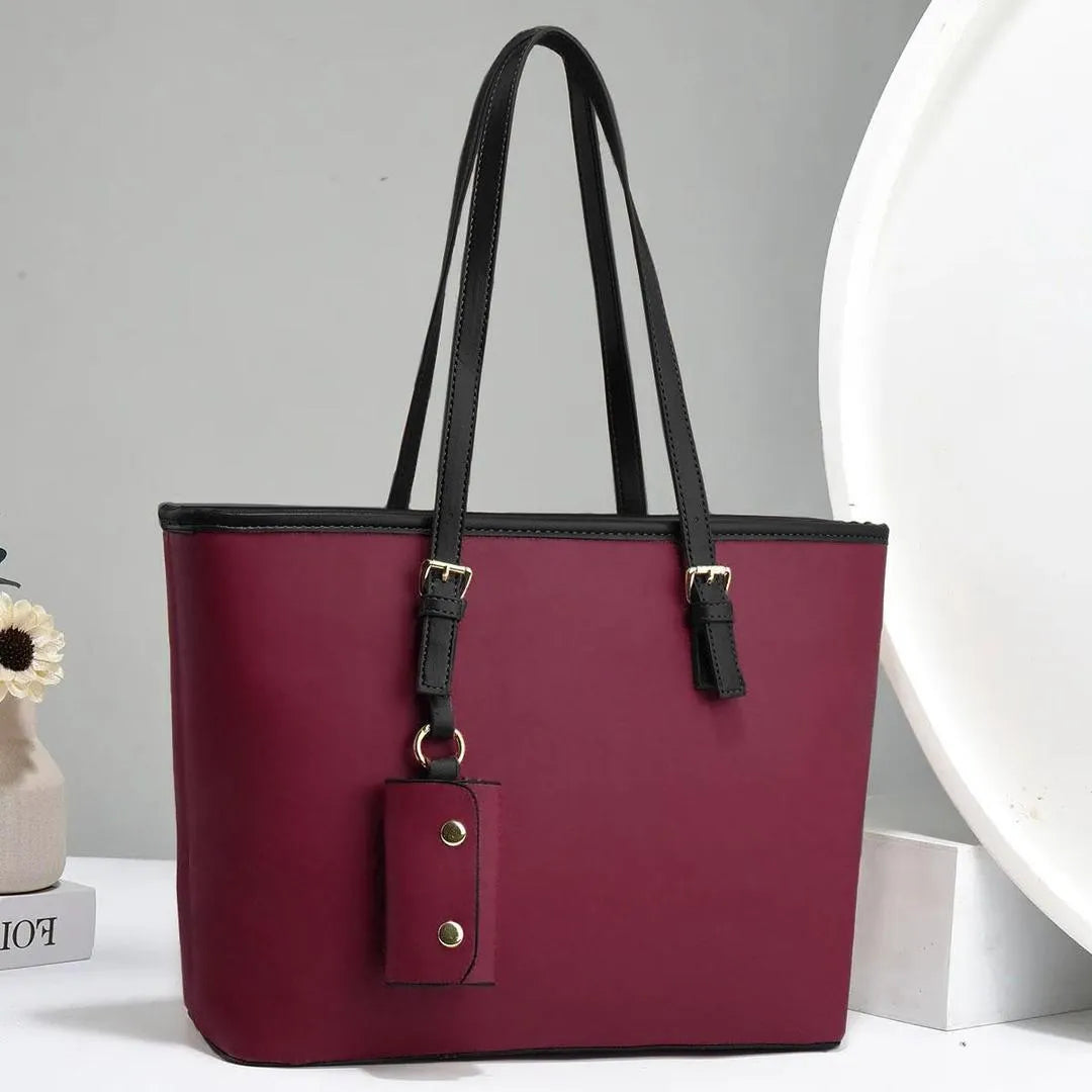 Maroon PU Leather Women's Shoulder Bag Large Size