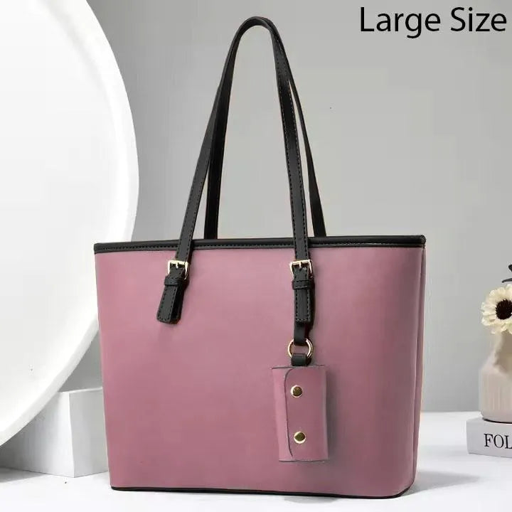 Pink Women's PU Leather Shoulder Bag Large Size Water Resistant