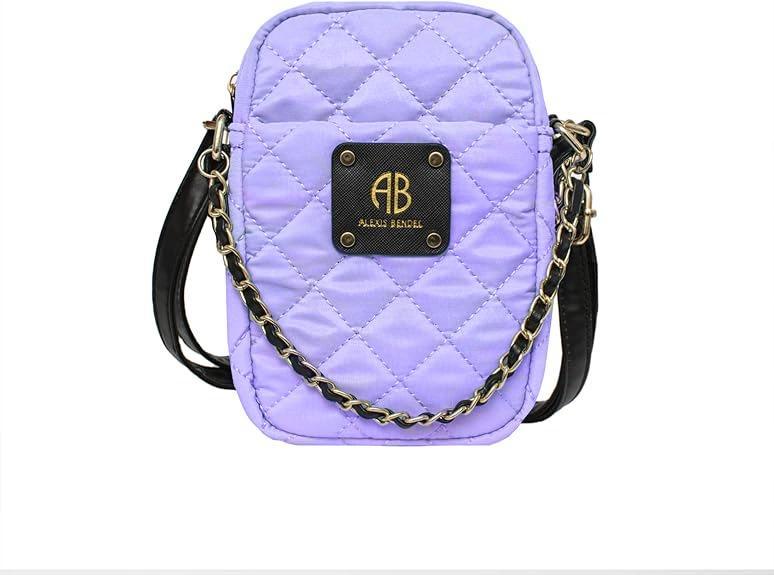 Purple Quilted Crossbody Bag with Chain Strap