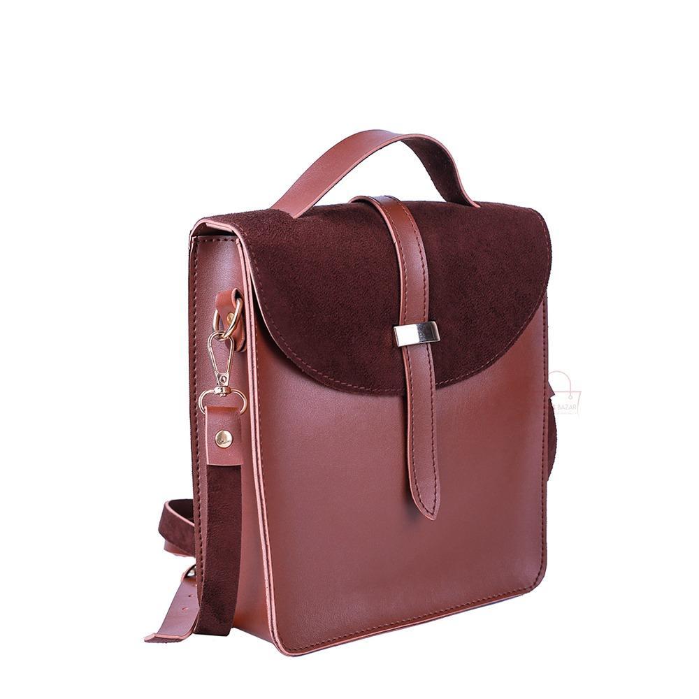 Women's Burgundy PU Leather Crossbody Bag 9x8"