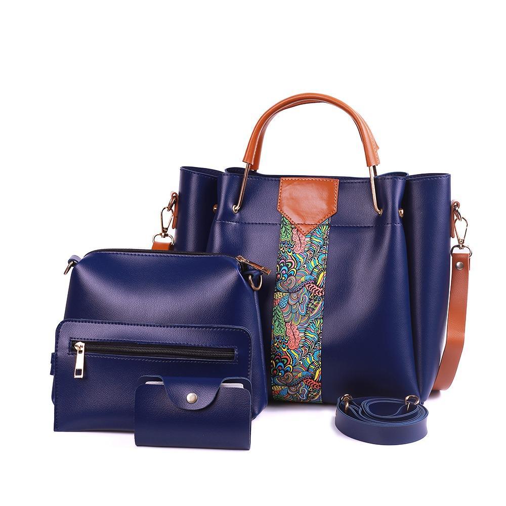 White PU Leather 4-Piece Women's Shoulder Bag Set
